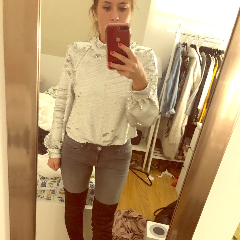 Zara long sleeve sequin top